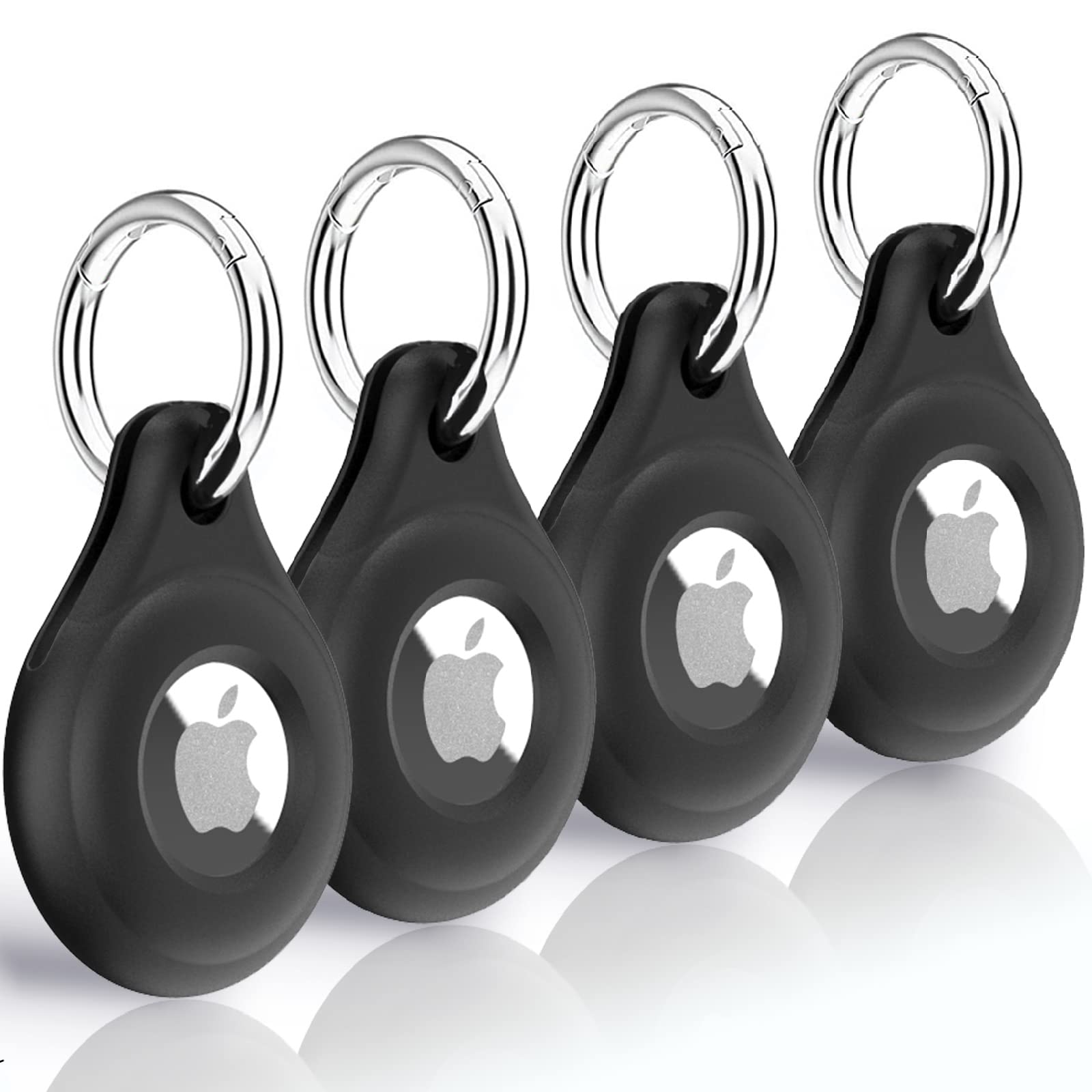 4-Pack Airtag Holder for Apple AirtagPremium Black Silicone Airtag CasePerfect Airtag Keychain with Key RingDurable and User-Friendly Airtag Accessories for Luggage Backpacks Pets Keys & More