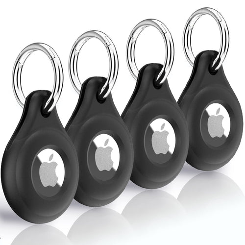 4-Pack Airtag Holder for Apple AirtagPremium Black Silicone Airtag CasePerfect Airtag Keychain with Key RingDurable and User-Friendly Airtag Accessories for Luggage Backpacks Pets Keys & More
